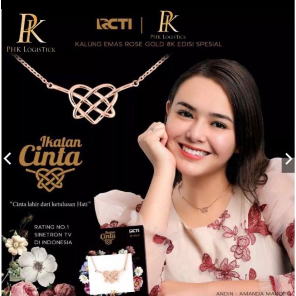 BISA COD Kalung Viral/ Kalung Kekinian/ Kalung Amanda Monopo ( Ikatan Cinta ) Bahan Titanium Anti Luntur Dan Karat Lapis Emas 24K