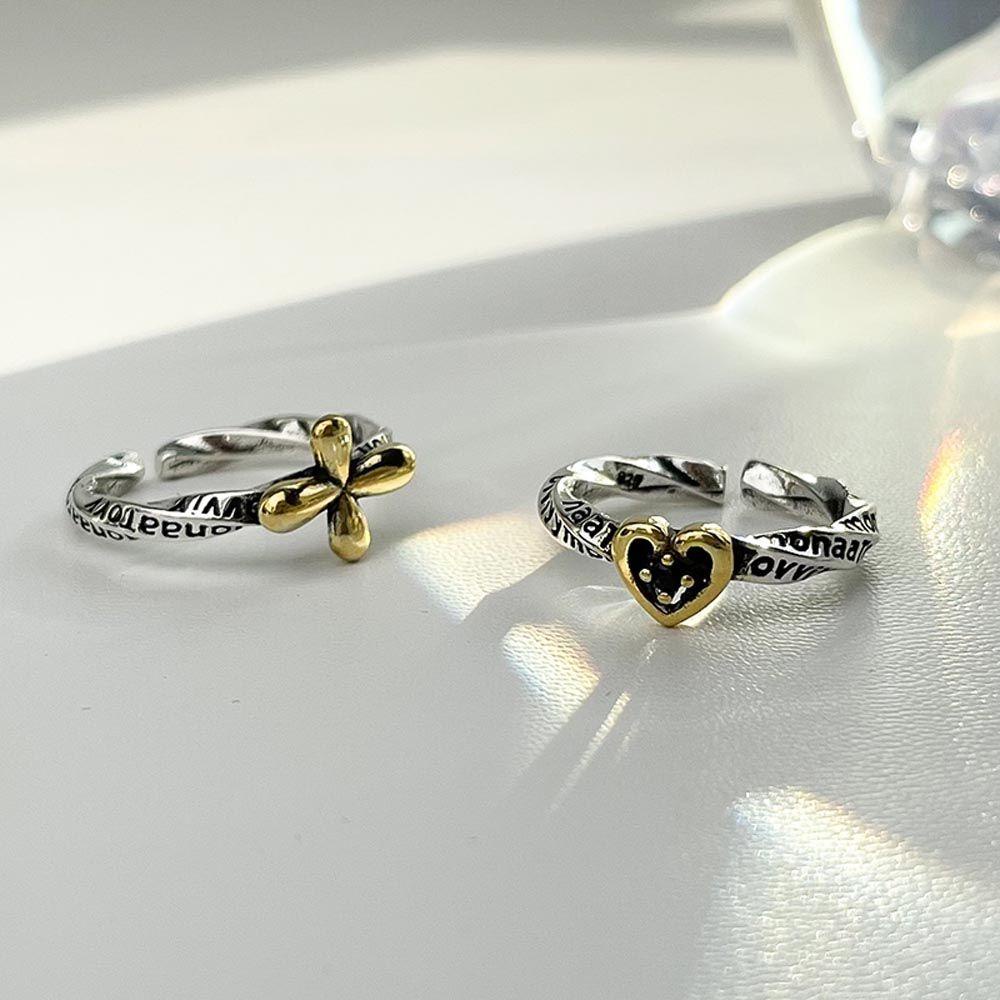 Mxbeauty Wanita Pembukaan Cincin Pesta Untuk Gadis Huruf Punk Cross Knuckles Rings