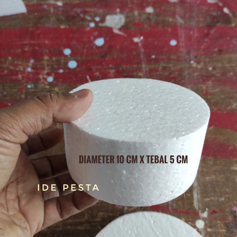 D10 x T 5 cm Styrofoam bulat bundar untuk dummy cake/ sterofoam gabus busa bulat