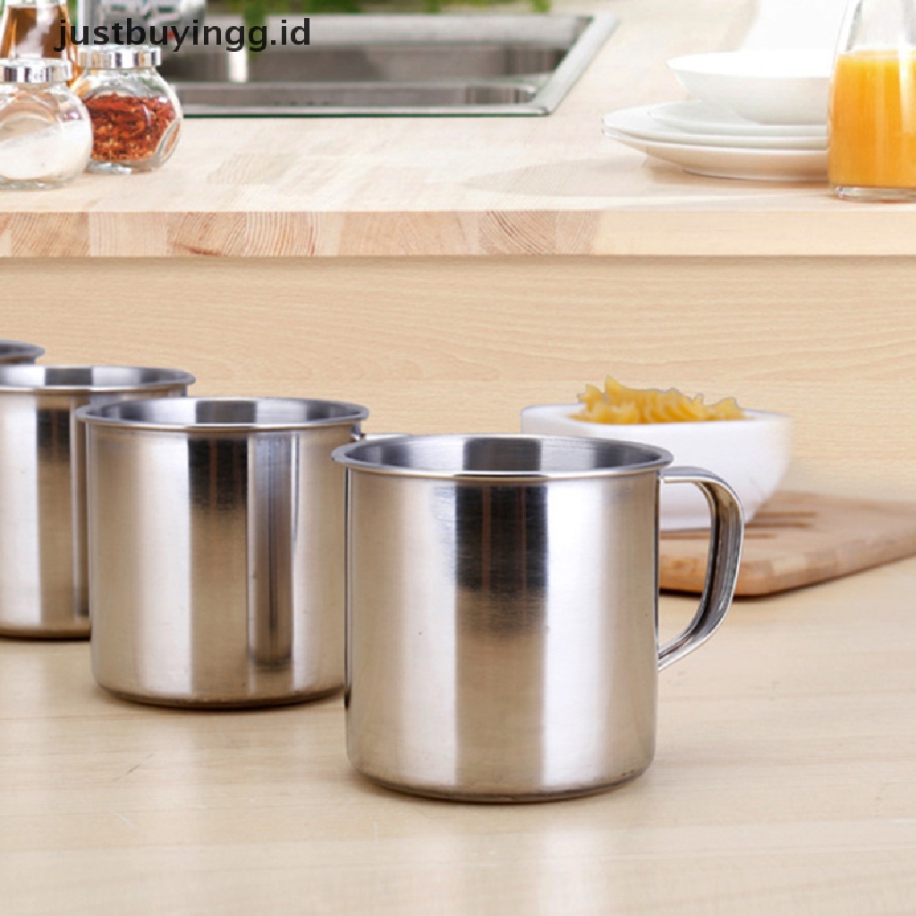 (Justbuyingg.Id) 6pcs Cangkir Kopi / Teh Bahan Stainless Steel Untuk Outdoor / Camping / Hiking