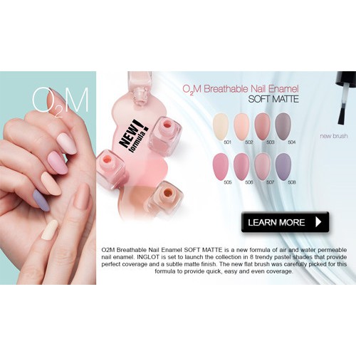 Inglot O2M MATTE Breathable Nail Polish Kutek Pewarna Kuku Dengan Warna Pastel Yang Redup
