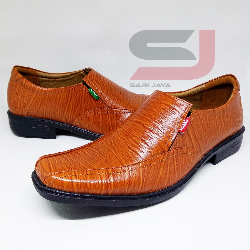Sepatu kerja pria pantofel kulit warna tan coklat muda fantofel formal