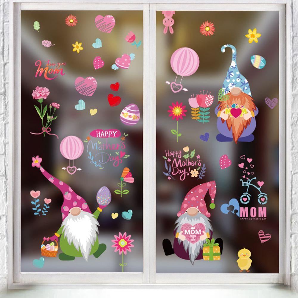 Solighter 9 Pcs Stiker Dinding Telur Liburan Paskah Syukuran Hadiah Dwarf Happy Mother's Day Wall Decals