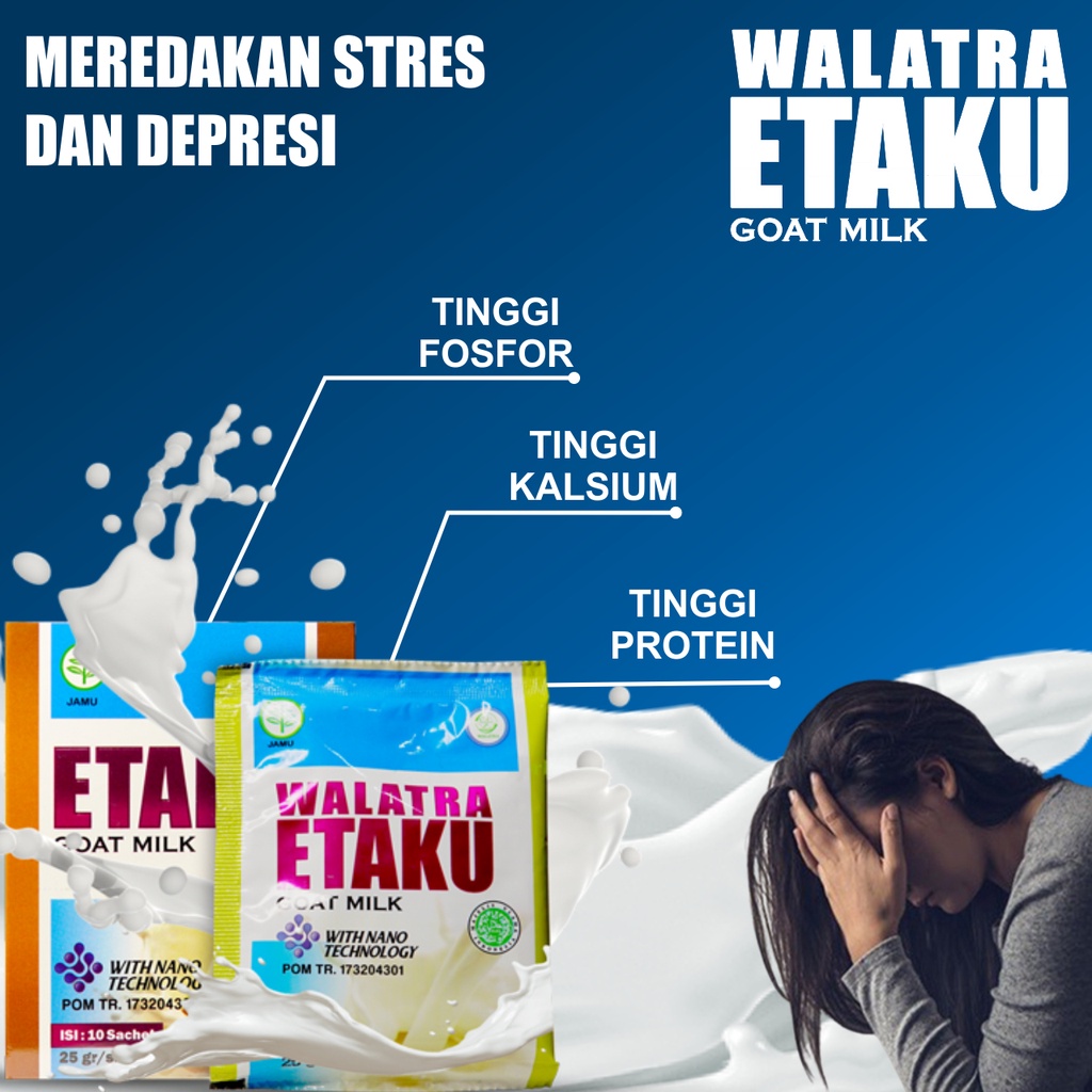 

Susu Kambing Etawa Walatra Etaku Goat Milk Untuk Meredakan Stres Depresi Dan Sakit Kepala Isi 10 Sachet