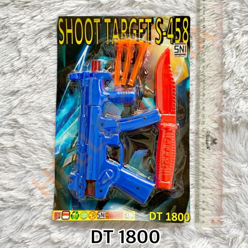 MAINAN DT 1800 SHOOT TARGET S-458 PISTOL PISTOLAN TEMBAK TEMBAKAN PAKAI PELURU KARET COP DAN PISAU P