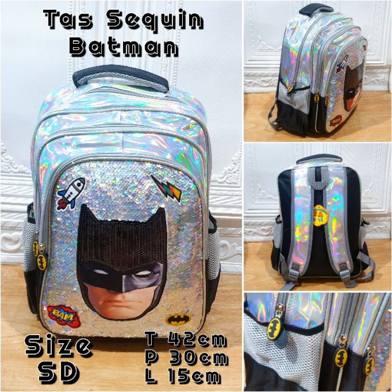 Tas Anak Sekolah Ransel Sequin Superhero Ukuran Besar cocok untuk Anak SD Laki Laki Tas Import Good Quality