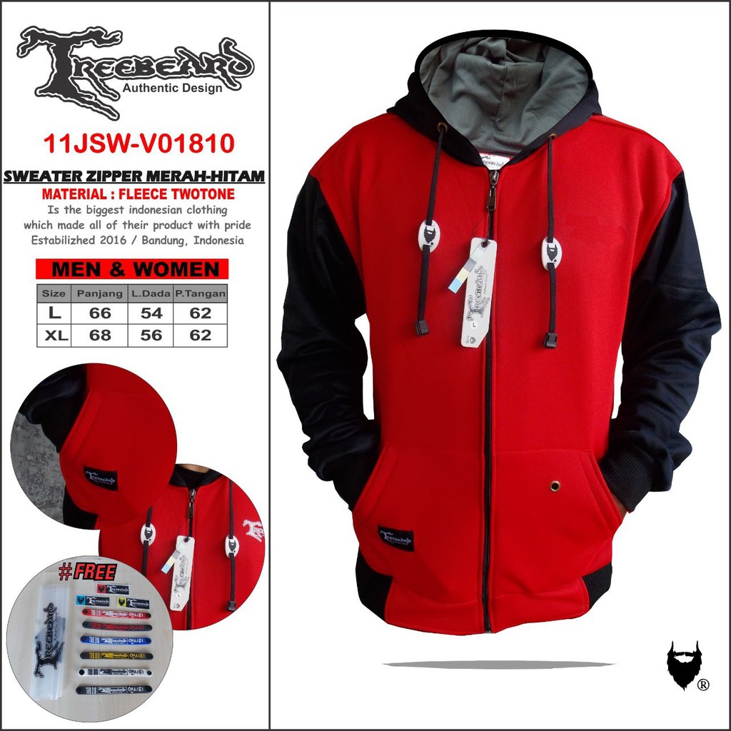 YES JAKET ZIPPER HOODIE TREEBEARD ORIGINAL