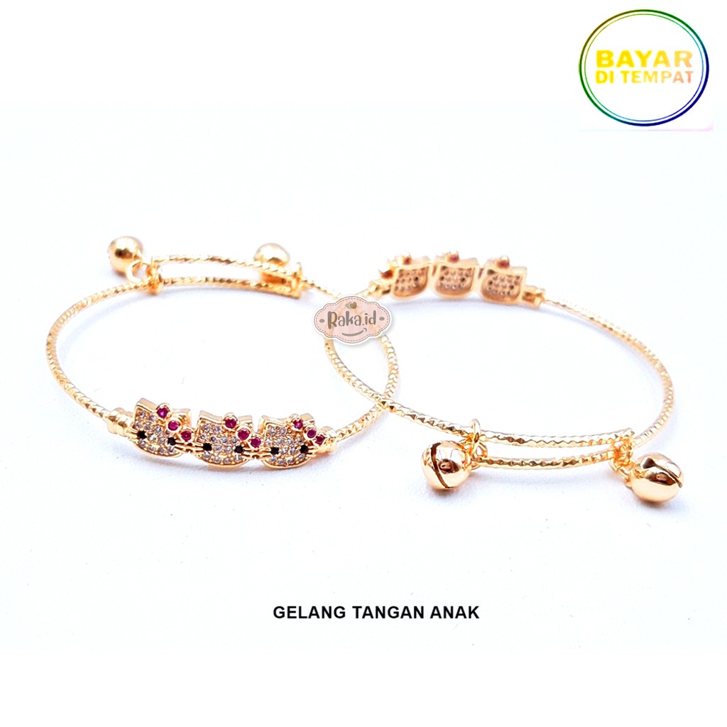 Raka Acc - Gelang Tangan Bangle Anak Hello Kitty Kerincing Gold Perhiasan Wanita Menawan 269