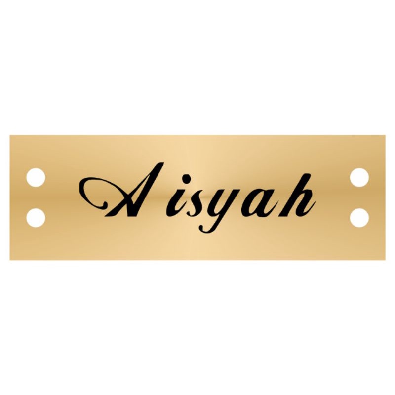 

label akrilik Aisyah gold ukuran 1x3 cm 50 pcs