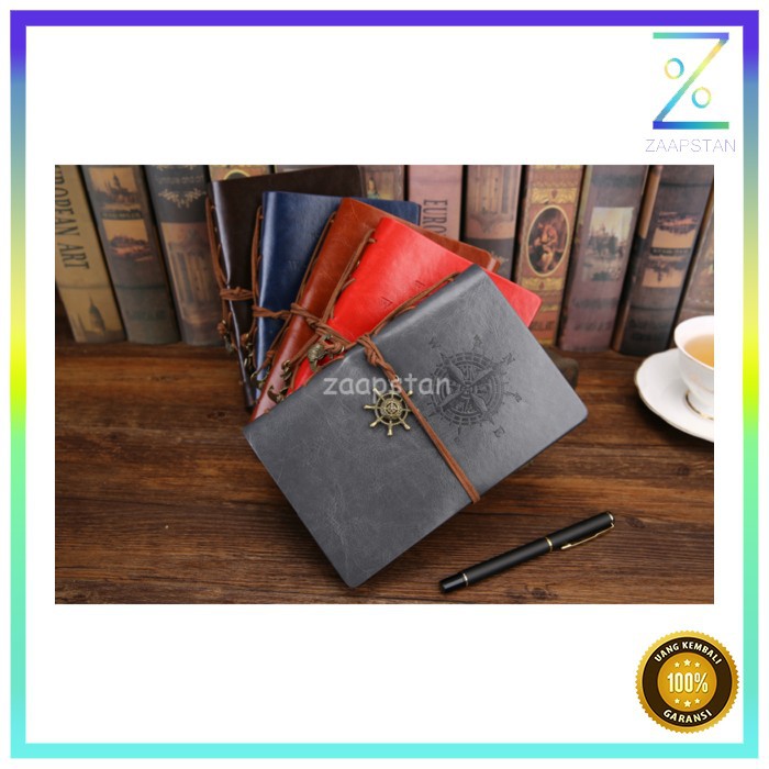 PHANTACI Buku Catatan Binder Kulit Retro Compass Kertas A5 - ZB045 - Brown