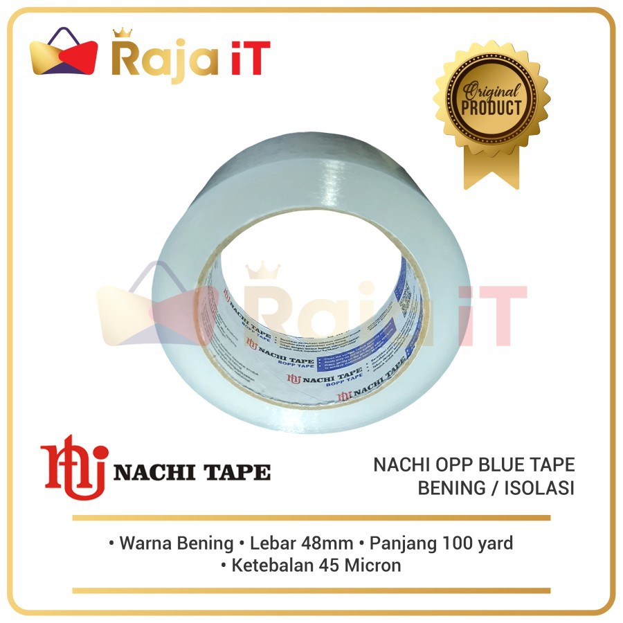 

NACHI OPP Blue Tape Bening Lakban Isolasi Selotip Murah 48mmx100 Yard (6 roll)