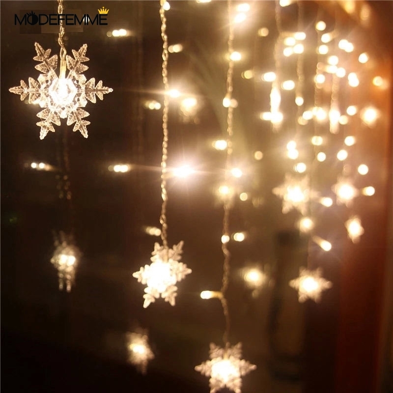 Lampu String 20 Led Bentuk Snowflake Untuk Dekorasi Tirai Jendela / Pesta Pernikahan / Natal