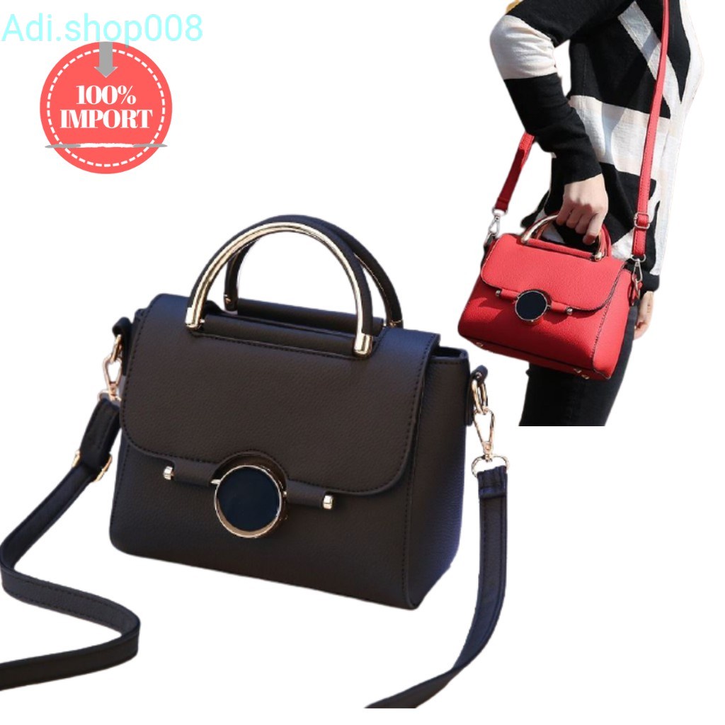 Tas Selempang Pesta Wanita Import Bahan Kulit Sintetis Warna Hitam - BTH9085