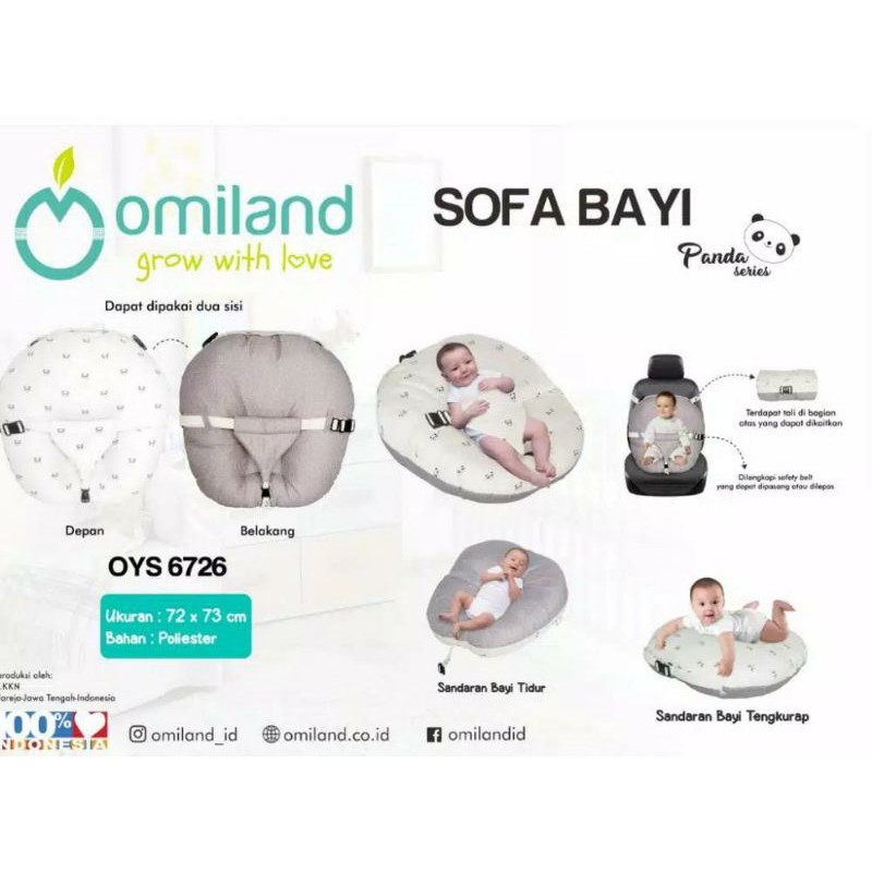 Sofa Bayi Multifungsi / Kasur Sofa Bayi Empuk Newborn / Baby Lounger Omiland Panda Series OYS6726