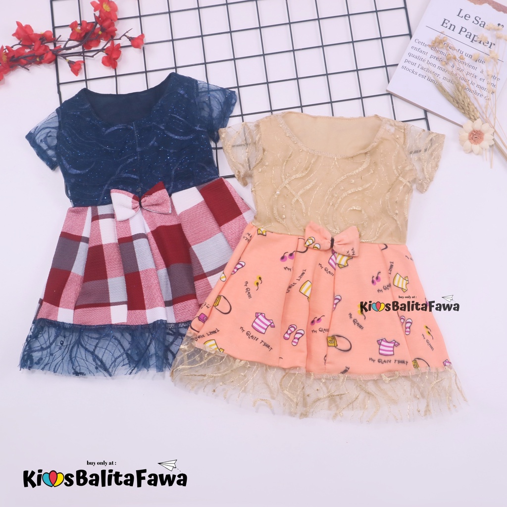 Dress Brukat Davina uk Bayi 3-12 Bulan / Dres Brokat Anak Perempuan Gaun Pesta Baju Import Baby CEWE-7
