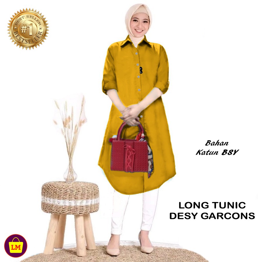 LMS 19652 19655 Baju Atasan Wanita Tunik Panjang LONG TUNIC DESY GARCON TERBARU TERMURAH TERLARIS