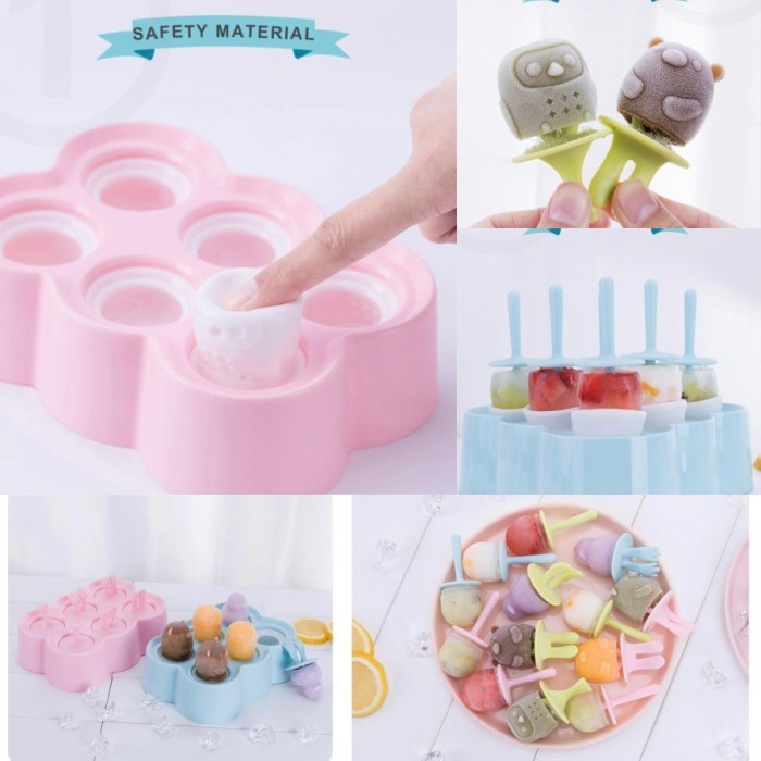 Cetakan Silikon Es Krim Puding Jelly Lucu Popsicle Mold 6cup Rectangle / cetakan es cream