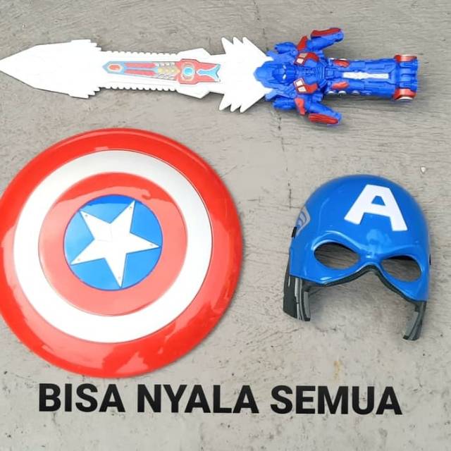 Mainan Set Pedang Topeng Tameng Capt America - Paket Perisai Anak