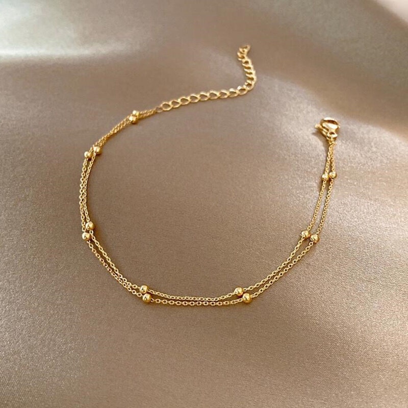 Ls Gelang Kaki Lapis Emas 18k Gaya Bangkok Untuk Wanita