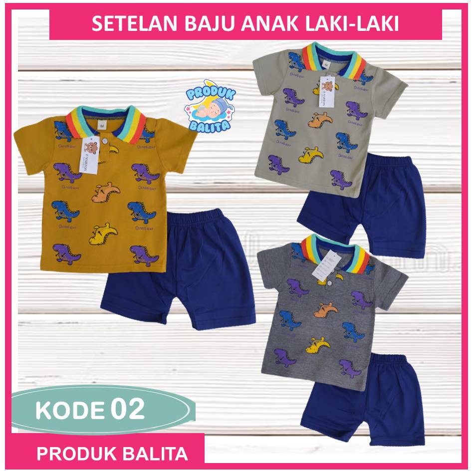 Setelan Kaos Lengan Pendek Import Kaos +Celana Anak Cowok