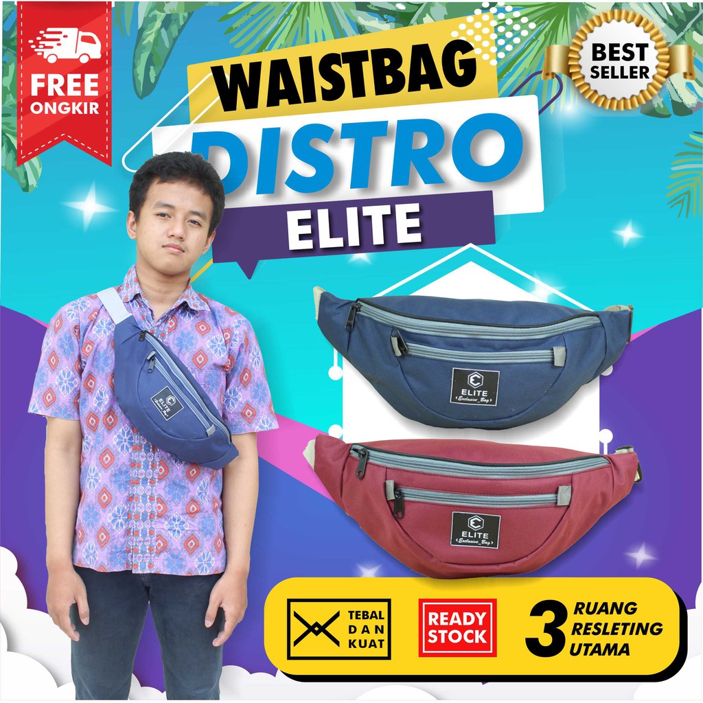 Slempang Distro Bisban Pria Hangout OOTD Selempang Cowok Stylish Waistbag Cowok Keren Bagus Kekinian Awet