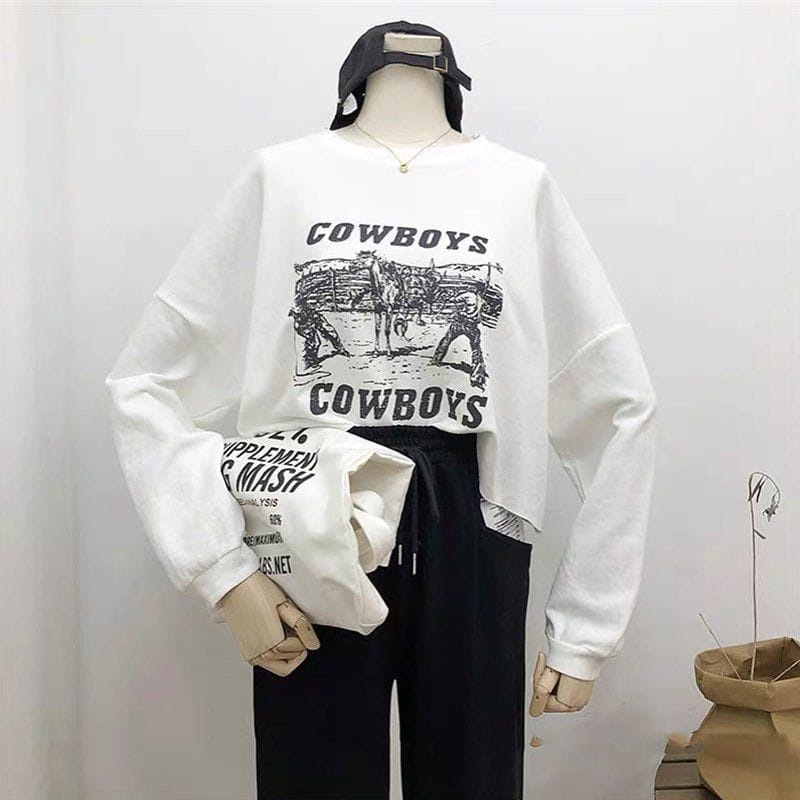 COWBOYS SWEATER WANITA OVERSIZE - CREWNECK OVERSIZE BAHAN FLEECE