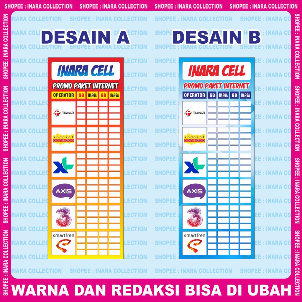 Promo Spanduk Kuota / Banner Paket Pulsa Cell Konter