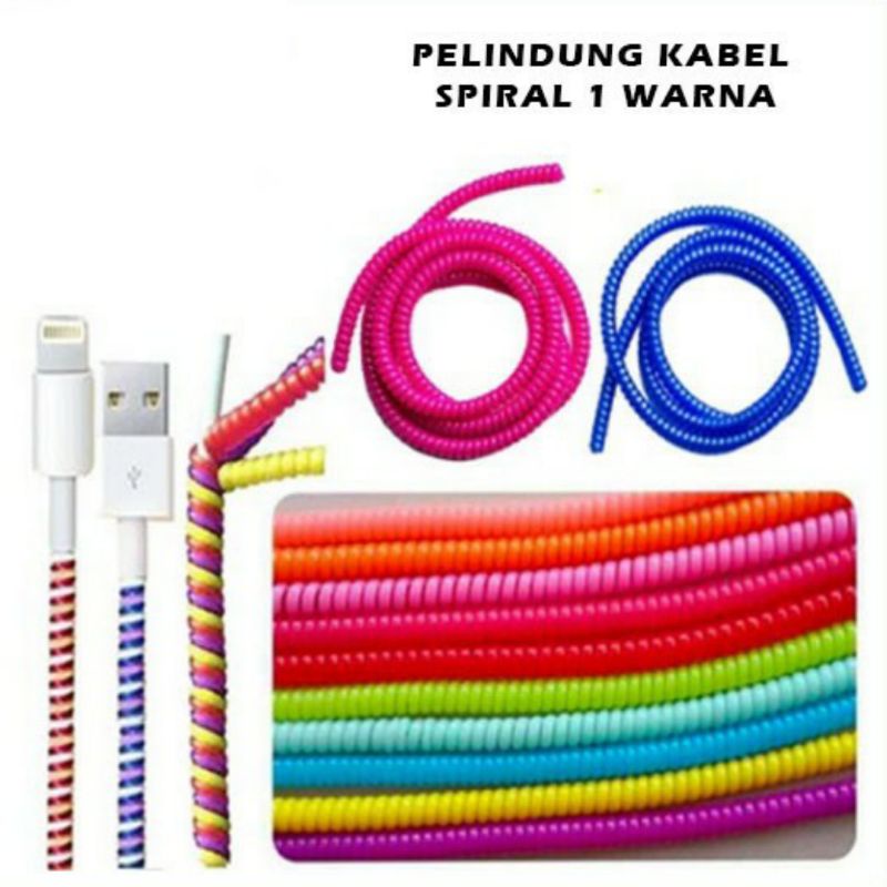 Pelindung Kabel charger cas Spiral 1 Warna Cord Protector Lilit Gulung Cable Data Charger Headset Solid