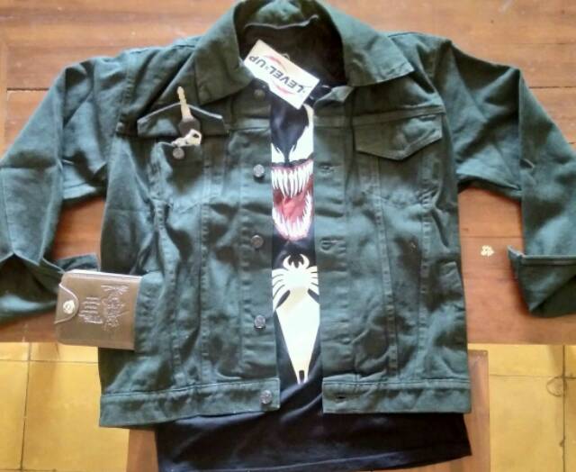 Jaket Jeans Hijau Army