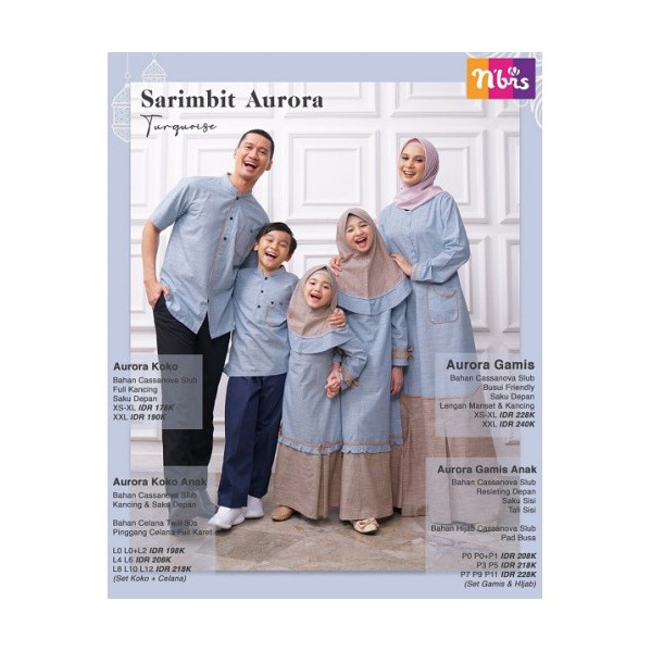 sarimbit keluarga /couple muslim /gamis couple keluarga /sarimbit couple/baju lebaran AURORA NIBRAS