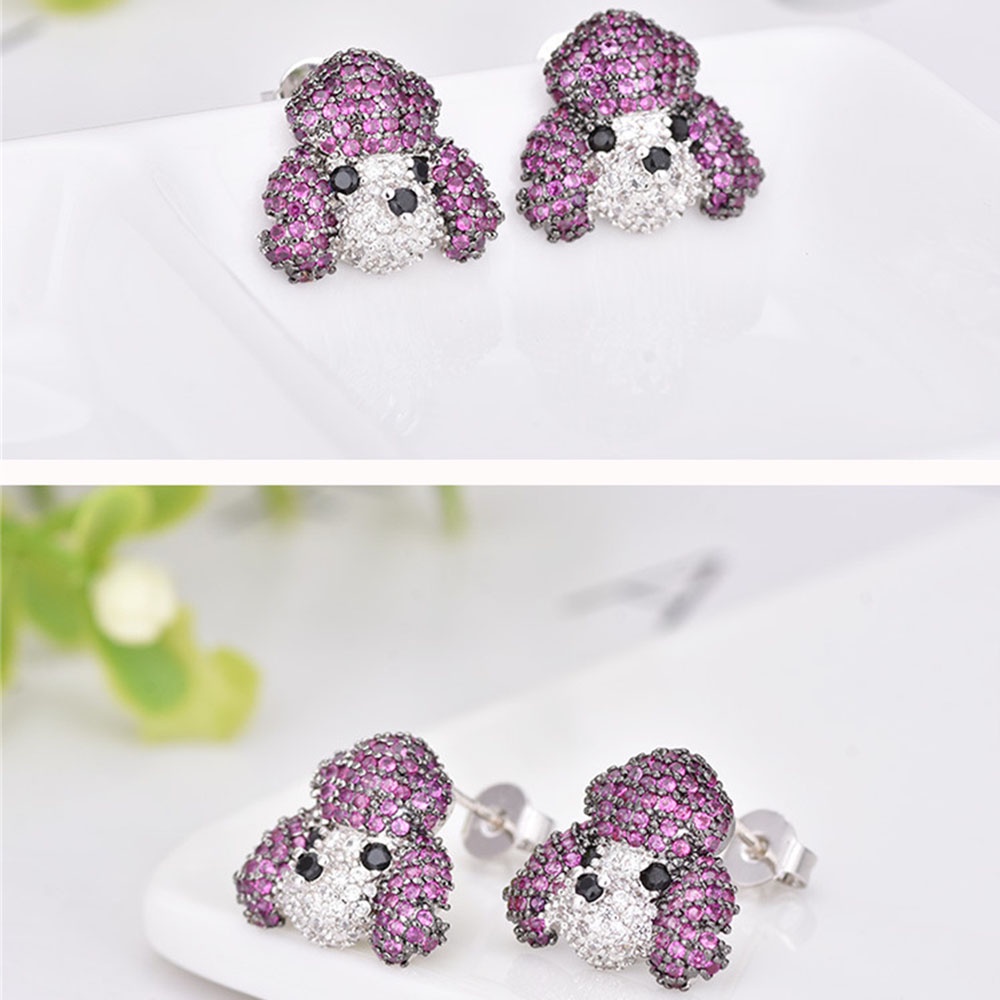 Anting Desain Hewan Husky Bahan Zirconia Untuk Hadiah