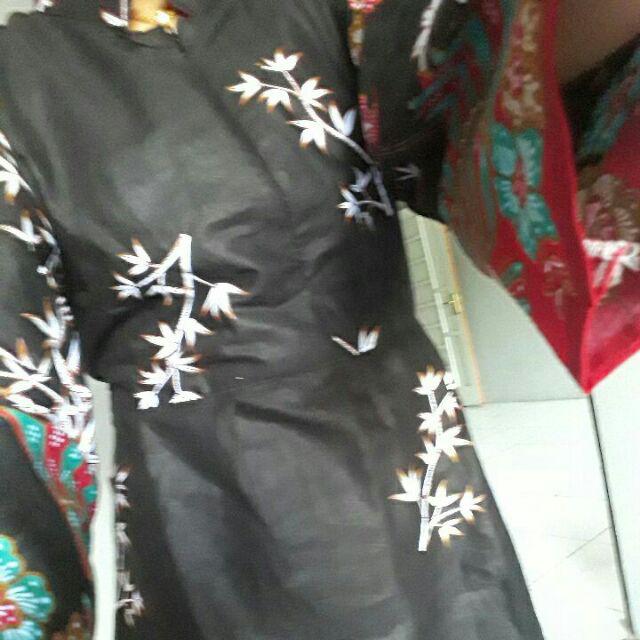 Gamis Batik Couple Motif Kipas Merak Hitam