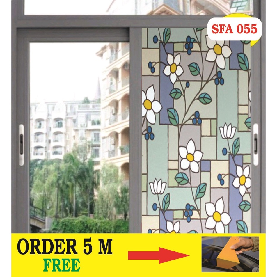 Stiker/stiker kaca motif bunga