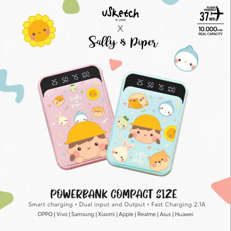 uSketch by Uneed x Sally & Piper Powerbank Compactsize 10000mAh | Sallyandpiper Pink