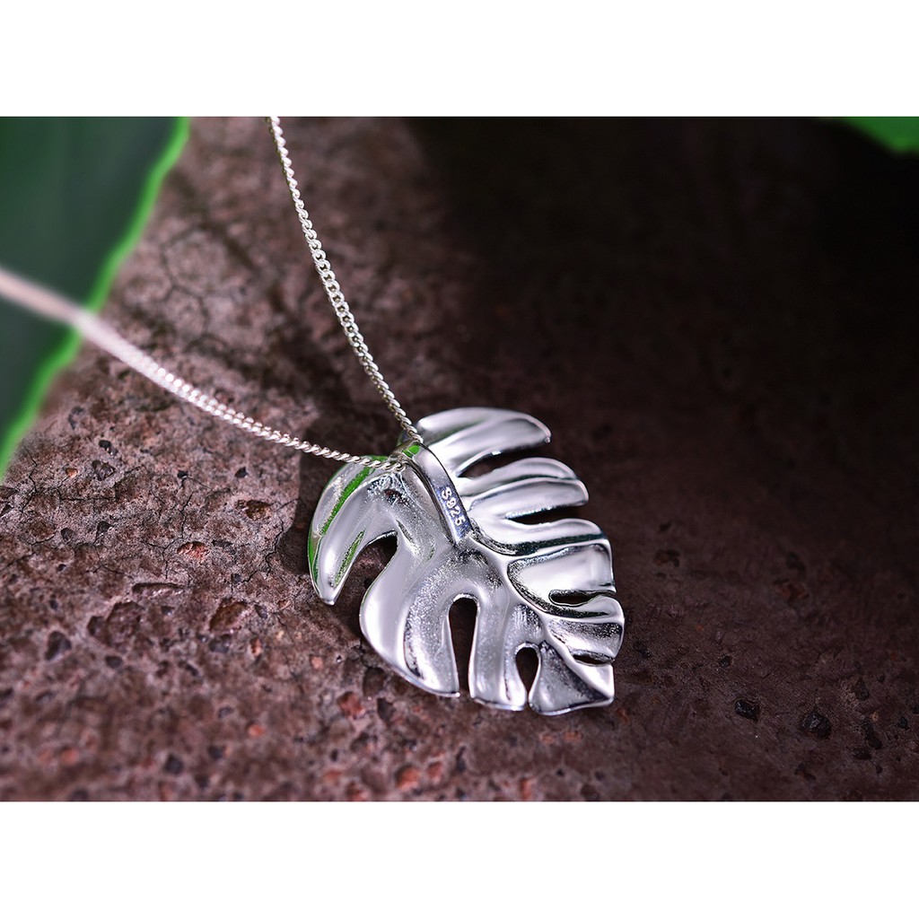 SERI SERI Kalung Wanita Perak 925 Asli Monstera Leaf Sterling Silver Necklace Daun Monstera