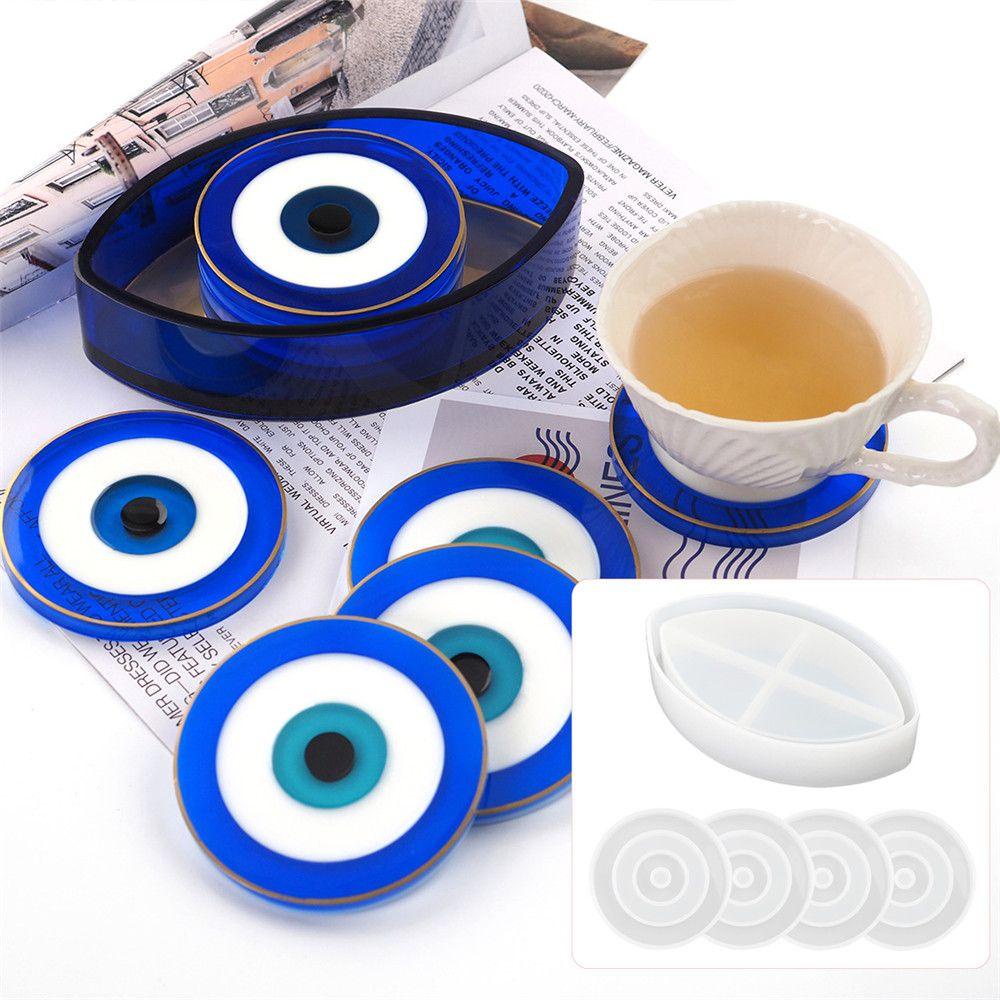 TOP Tray Mould Resin Mata Biru Tatakan Gelas DIY Art Coaster Silicone Mould