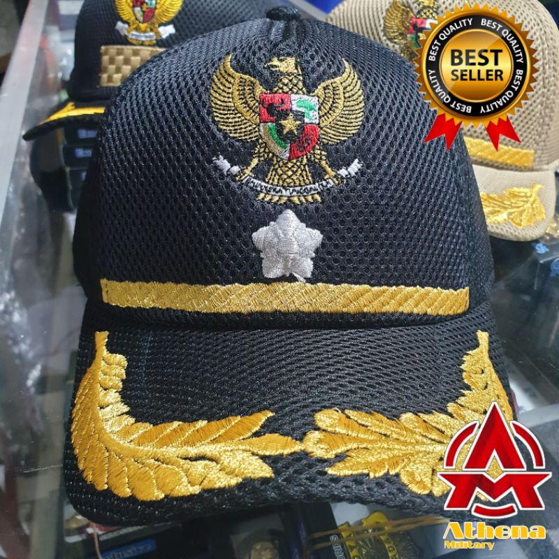 Topi jaring lurah/ kades hitam Free Bordir nama dan kades daerah