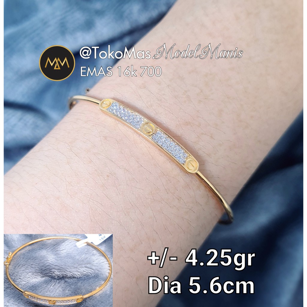 Gelang bangle emas kuning 700 kadar 16k