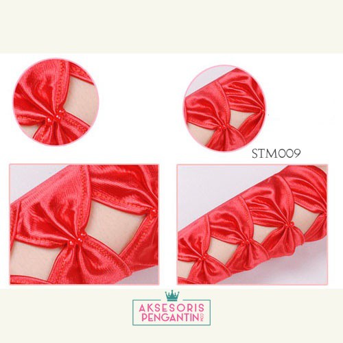 [PALING MURAH] SARUNG TANGAN WEDDING GLOVES SATIN FINGERLESS MERAH STM009