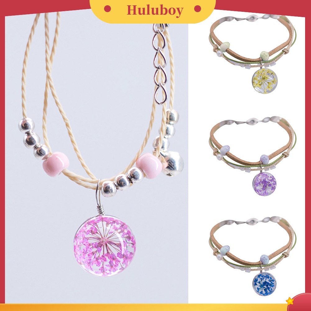 Hu Hu Hu Hu Hu Alat Bantu Pasang Kacamata♡ Gelang Tali Anyam Handmade Dengan Bola Kaca Isi Bunga Kering Untuk Wanita