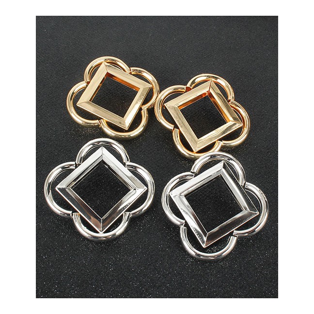 LRC Anting Tusuk Fashion Golden Geometric Alloy Flower Hollow Earrings K44433