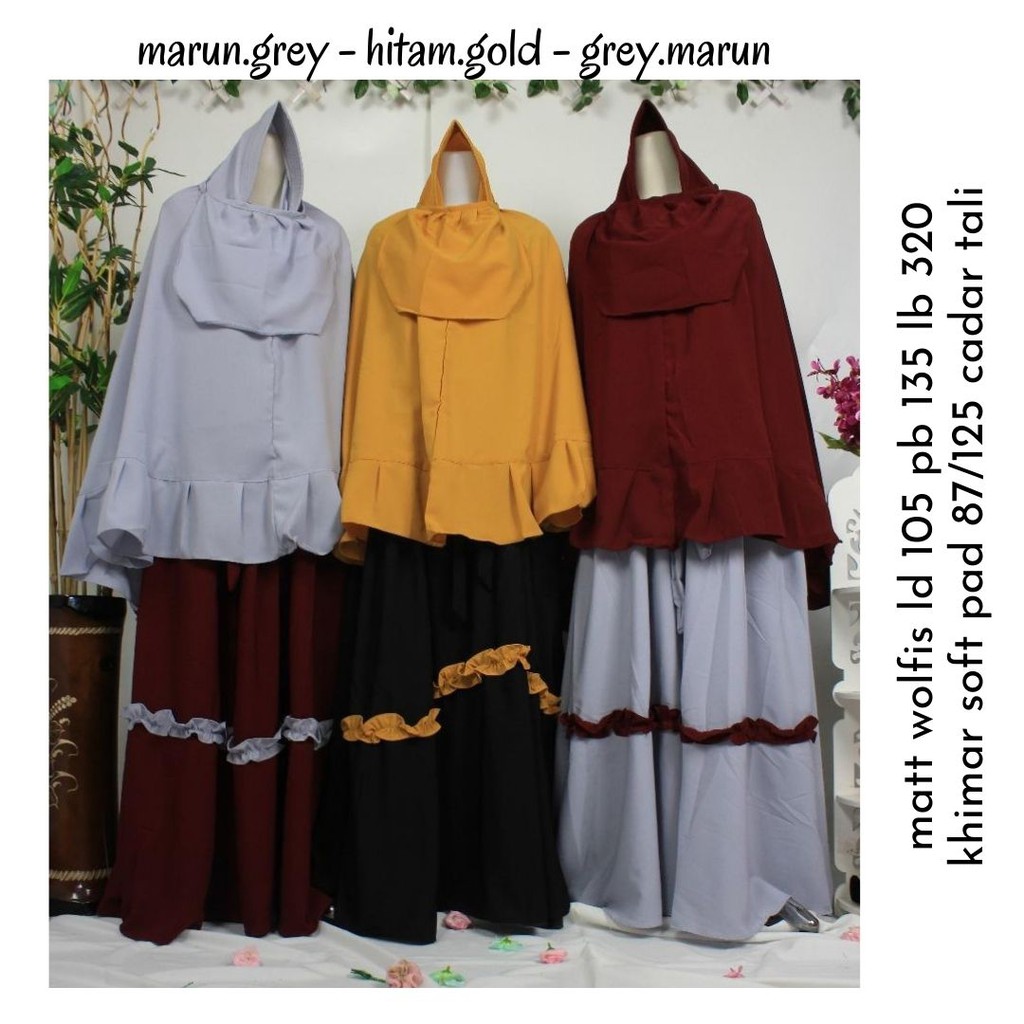 GAMIS WOLFIS SET CADAR khimar kriwil serut bawah HAGIA PREMIUM NIQOB PURDAH TERBARU