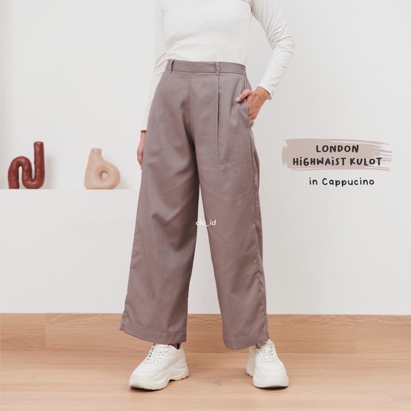 Kulot Highwaist Celana Wanita Jumbo XXL Cappucino by Clo.id