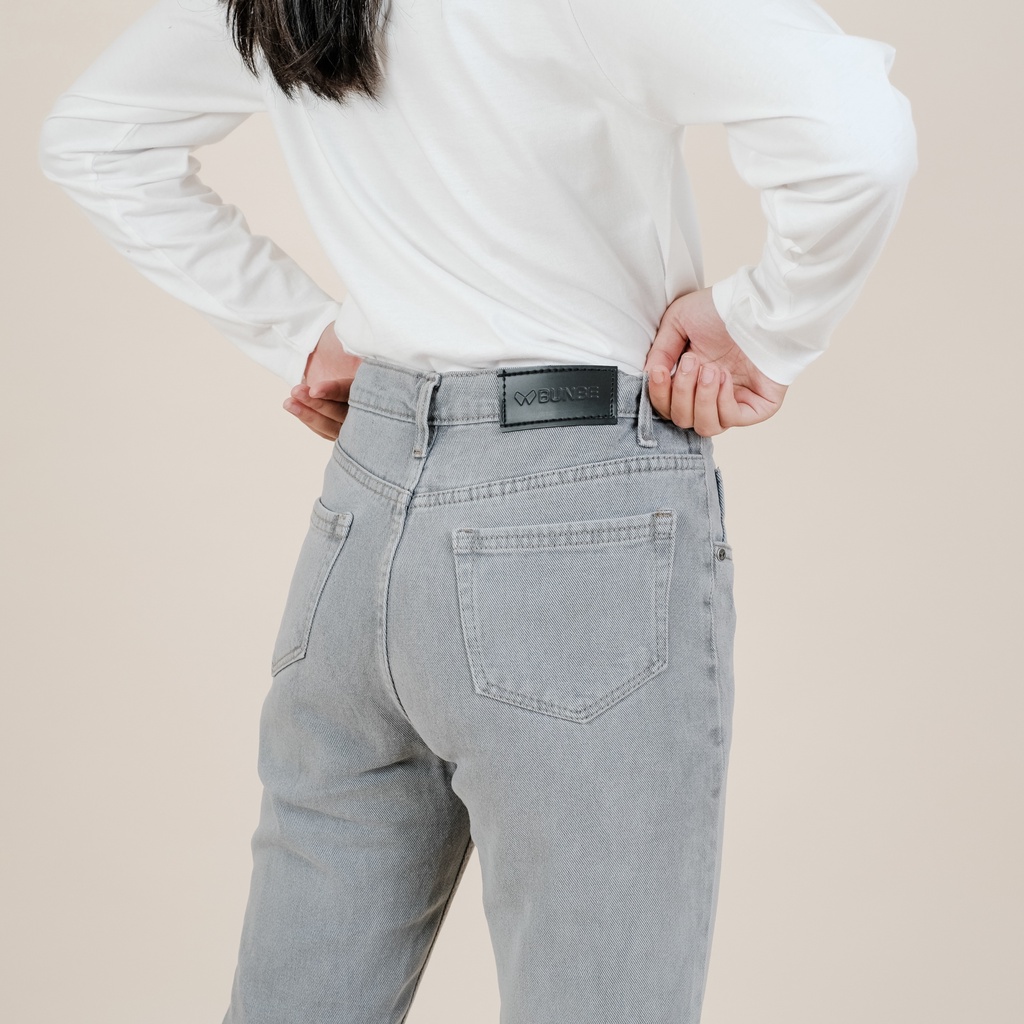 Bunbe - Highwaist Boyfriend Jeans Underhole Jenifer Lawrance | Light Gray