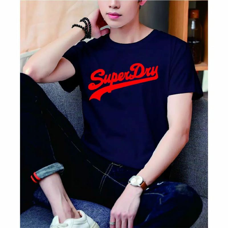 BAJU KAOS PRIA COWOK MOTIF TERBARU SUPERDRY BLACK WHITE NAVY MARON