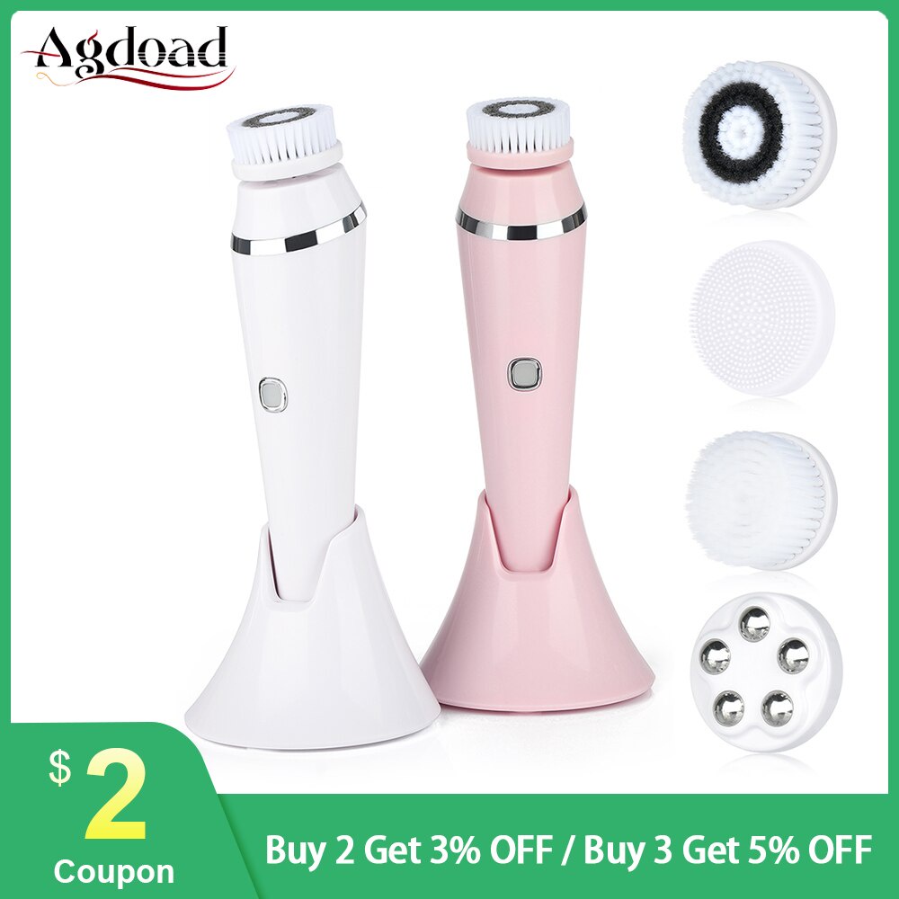 PREORDER 4 In 1 Facial Cleansing Sikat Sonic Wajah Cleaning Alat Listrik Isi Ulang Spin Wajah