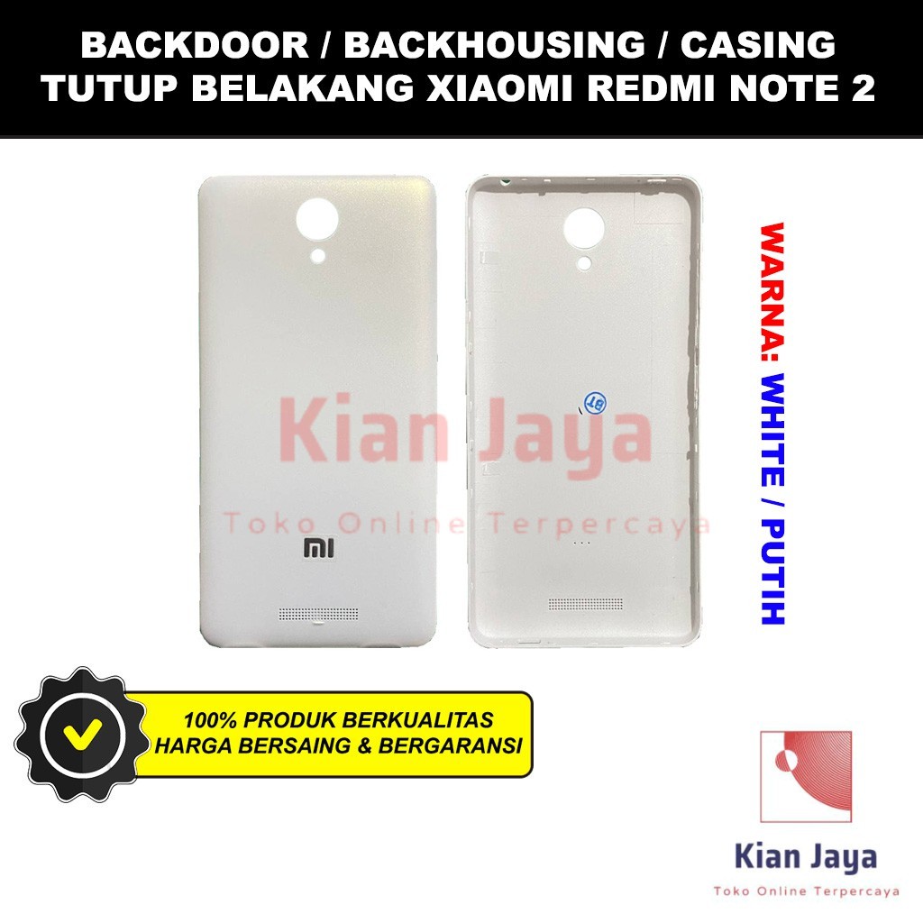 Backdoor Xiaomi Redmi Note 2 Back Cover Tutup Belakang Baterai Cassing Casing Backcase Original