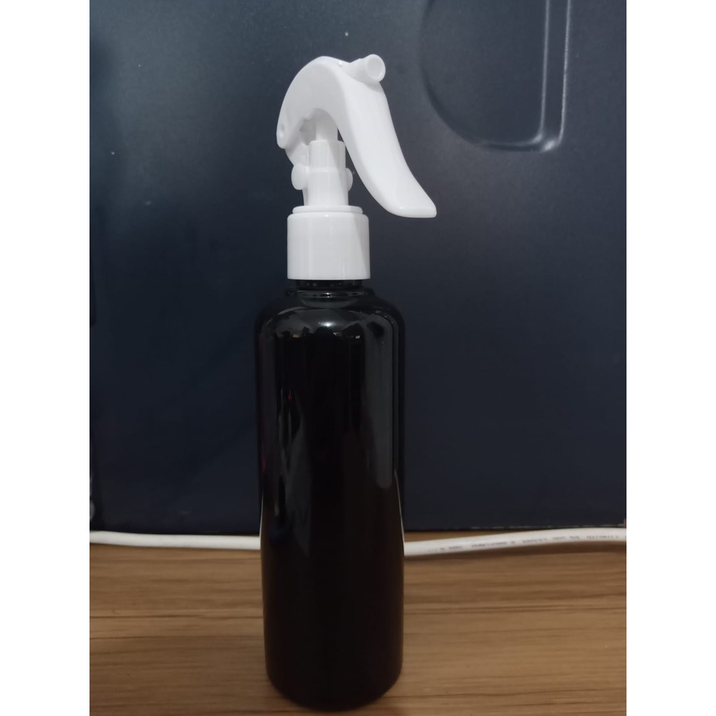 Botol Plastik PET 250ml BR Hitam Tutup Spray Trigger Bebek Semprot