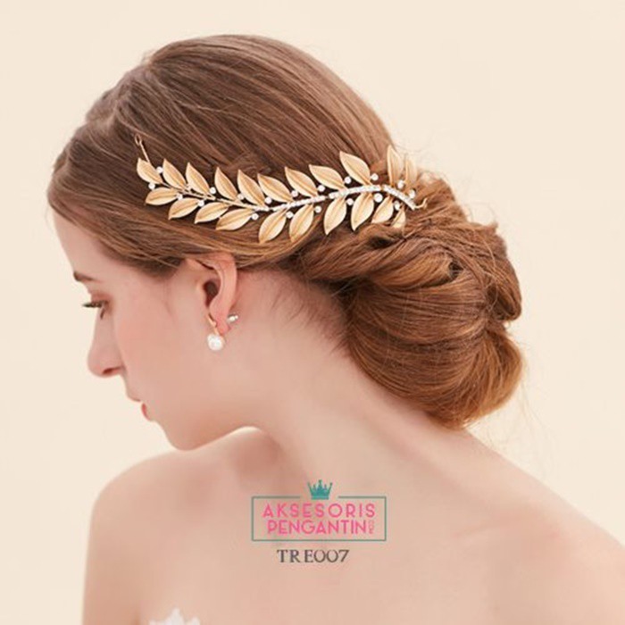 [BISA COD] TIARA PENGANTIN CROWN WEDDING HEADPIECE HAIRBAND GOLD TRE007