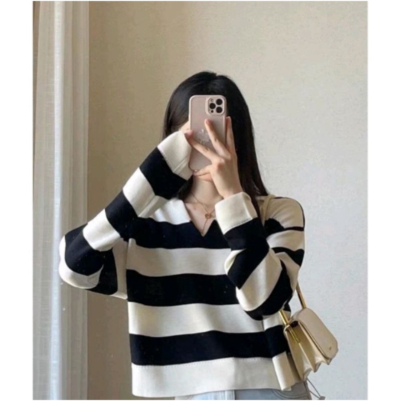 Sweater Crop Korean Style Rajit Tebal Baju Rajut premium tebal baju rajut viral Fuji baju